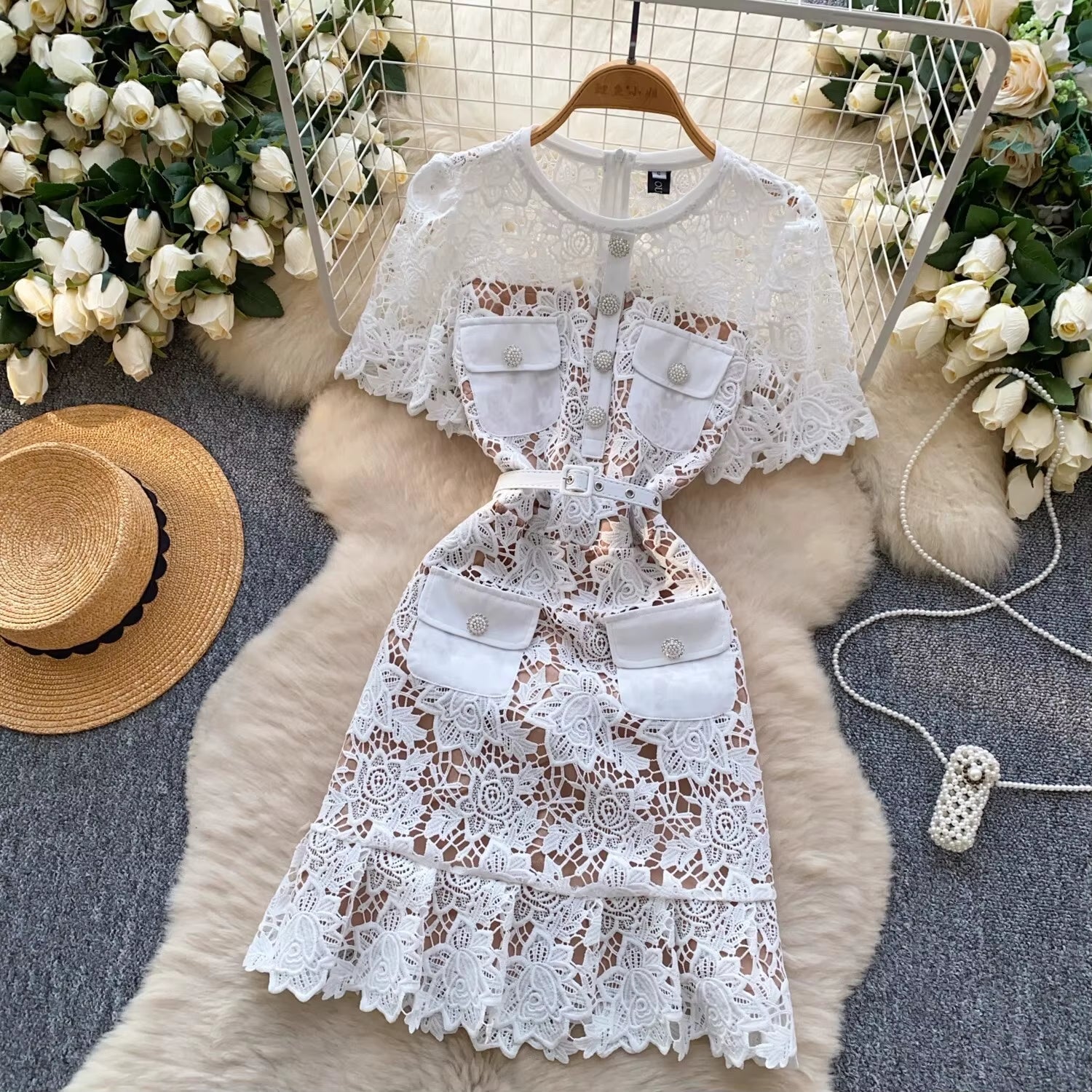 dress with lace ladies summer Elegant for Women Floral Embroidery, Diamond Bu – La Femme Belle Buy Sage Green Satin and special occasions Why ruffle&tiered skirt Color:Wine-Red